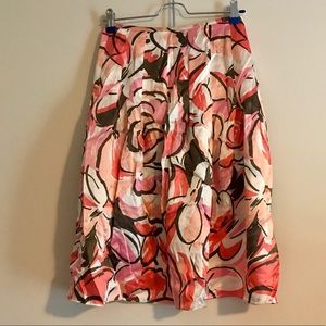 Pink and Peach Floral 100% Silk Full Skirt